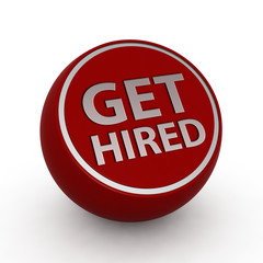 Get hired circular icon on white background