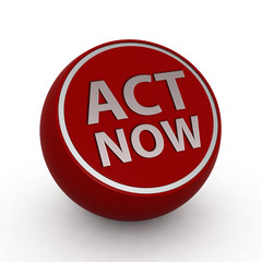 Act now circular icon on white background