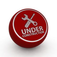Under construction circular icon on white background