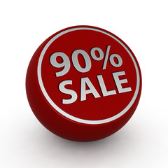 Sale ninety percent circular icon on white background