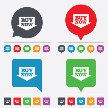 Buy now sign icon. Online buying arrow button.