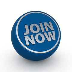 Join now circular icon on white background