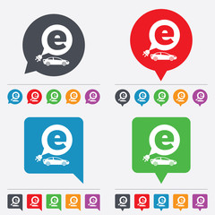 Electric car sign icon. Sedan saloon symbol.