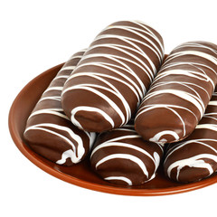 Chocolate biscuits on the brown plate