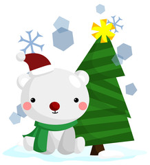 Polar bear and tree