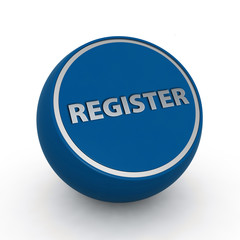 register circular button on white background