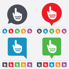 Click here hand sign icon. Press button.