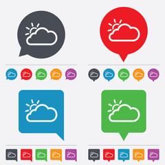 Cloud and sun sign icon. Weather symbol.