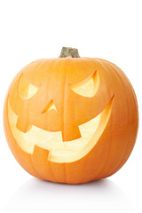 Halloween pumpkin on white, clipping path