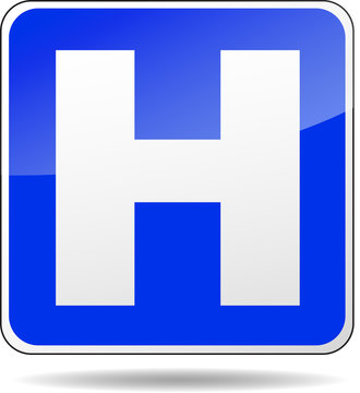 blue hospital sign