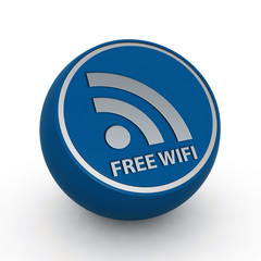 Free wifi circular icon on white background