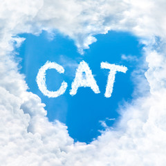 Naklejka na ściany i meble cat word inside love cloud blue sky only