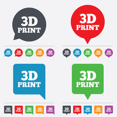 3D Print sign icon. 3d Printing symbol.