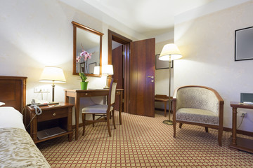Modern hotel room interior 