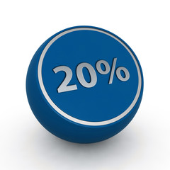 Twenty percent circular icon on white background