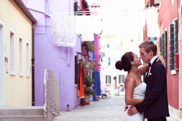 Beautiful couple on the streets of Venice