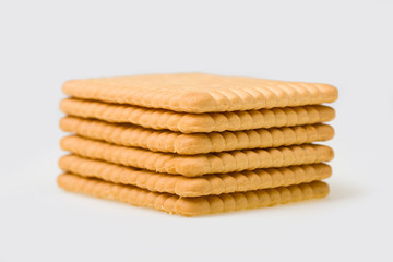 Pile of biscuits on a white background