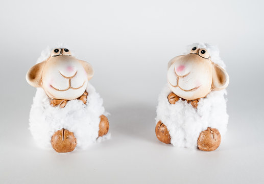 two toy sheep-white symbol of new 2015