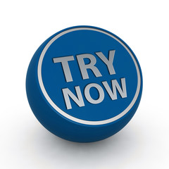 Try now circular icon on white background