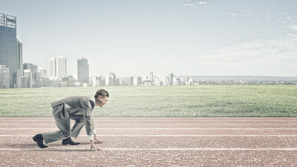 Businessman at start