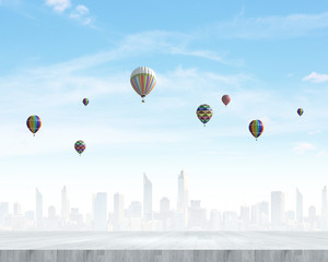 Aerostats in sky