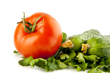 tomatoes, cucumbers, parsley