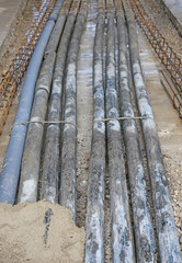 underground pipes corrugated for optical fiber and power cables