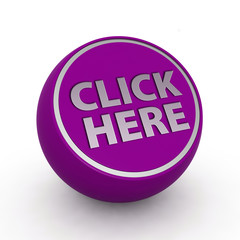 Click here circular icon on white background
