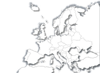mappa mondo europa bianco