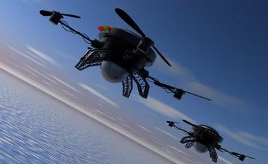 Deurstickers Drones ingezet bij missie boven water © emieldelange