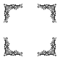 Black corners elements with dragons, vector