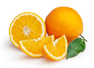 Oranges isolated on white background with clipping path