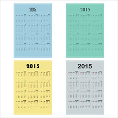 Calendar 2015 design template week starts Sunday.