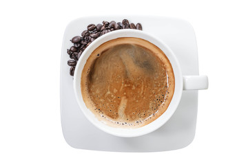 Hot coffee cup isolated on white background.