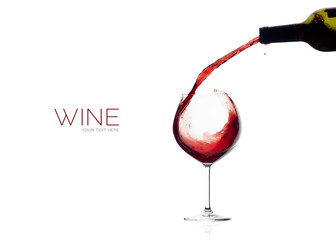 Wine. Glass and Bottle. Red Wine Splash