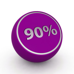 Ninety percent circular icon on white background