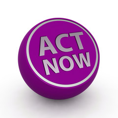 Act now circular icon on white background