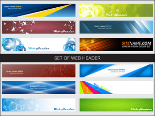 Set of web header or banner, editable vector design
