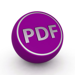 Pdf circular icon on white background