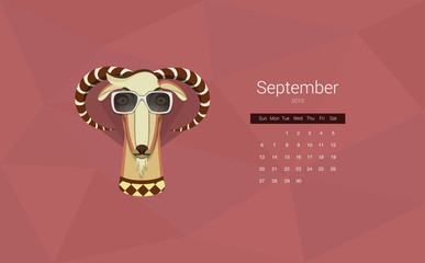 Calendar for 2015, the month of September, the year of the goat