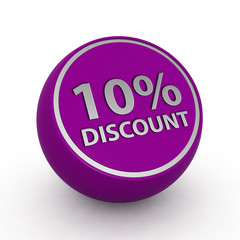 Discount ten percent circular icon on white background