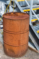 Rusty oil drum