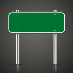 3d blank green traffic road sign