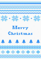 red and white Christmas knit greeting card