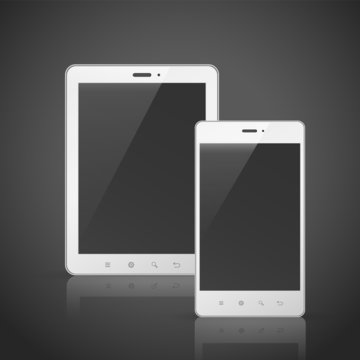 smart phone and tablet with blank screen