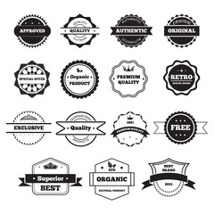 Vector Black and White Retro Stamps and Badges Isolated on White