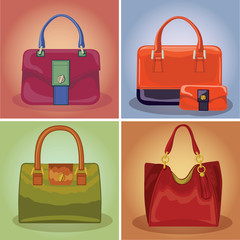 Coloured fashion women's handbags set