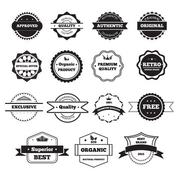 Vector Black and White Retro Stamps and Badges Isolated on White