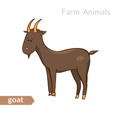 Vector cute cartoon goat  isolated background