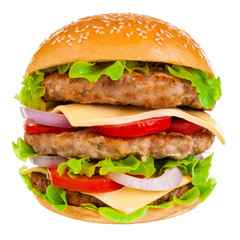 Big hamburger on white background - 73099295